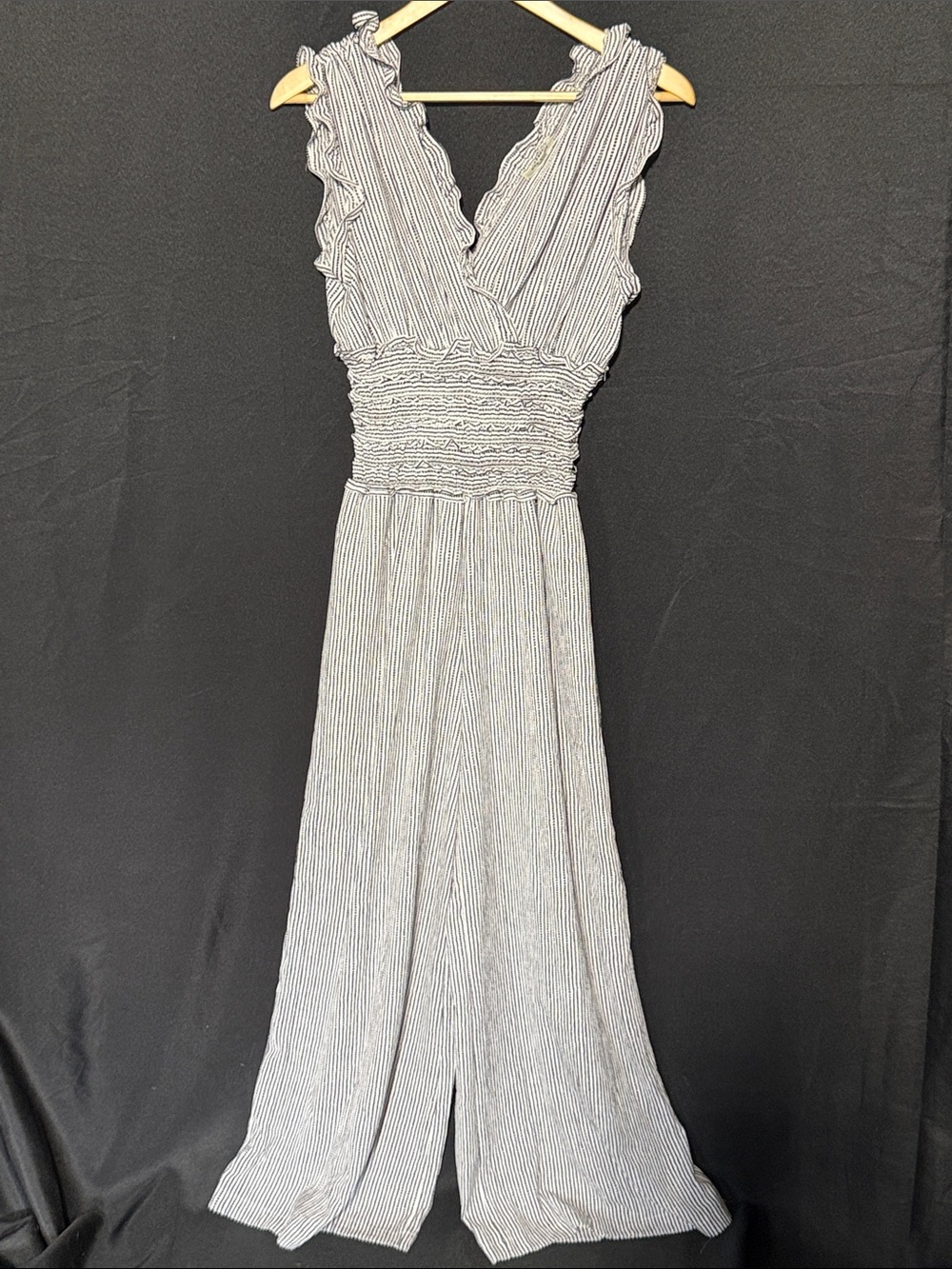 Max Studio Black & White Striped Wide-Leg Jumpsuit